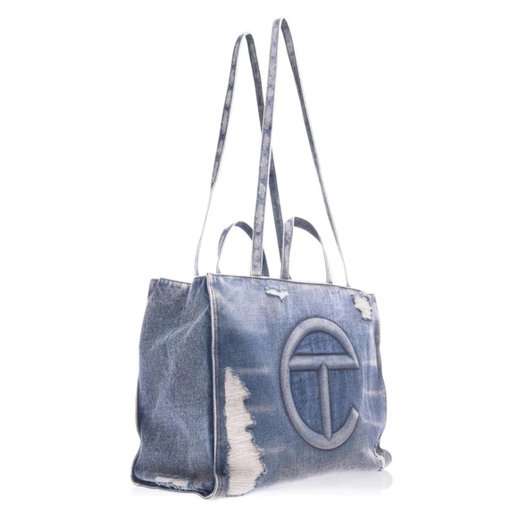 Large Telfar blue distressed denim - Picture 3 of 3